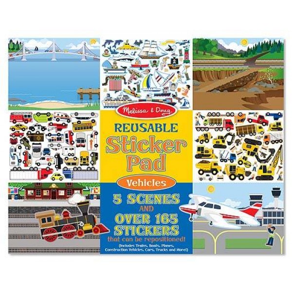 

Набор многоразовых наклеек Транспорт Vehicles Reusable Sticker Pad Melissa & Doug