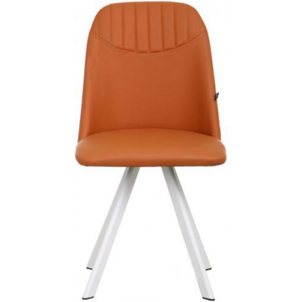 

Обеденный стул кухонный MILANA 4L white каркас - металл цвет Белый, обивка - кожзам Eco-72 цвет Оранжевый Новый Стиль