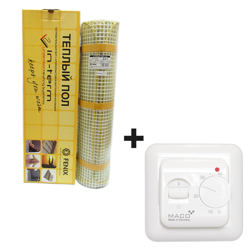 

Теплый пол IN-Term-200 двухжильный мат 270 Вт 1,4 м2 + терморегулятор MACO TF1640