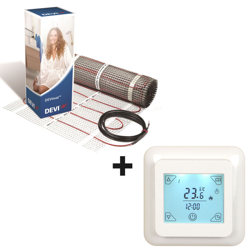 

Теплый пол DEVI двухжильный мат DTIR-150 9 м2 (DEVIcomfort 150T) + терморегулятор iReg T8