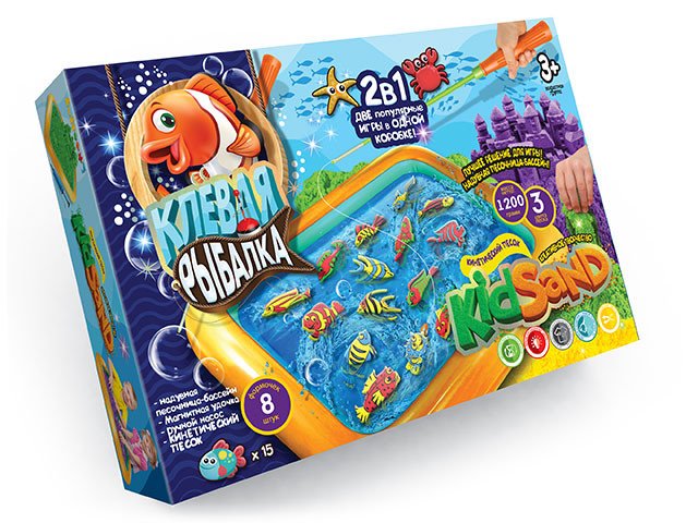 

Кинетический песок KidSand настольная игра "Клевая рыбалка" Danko Toys KRKS-01-01