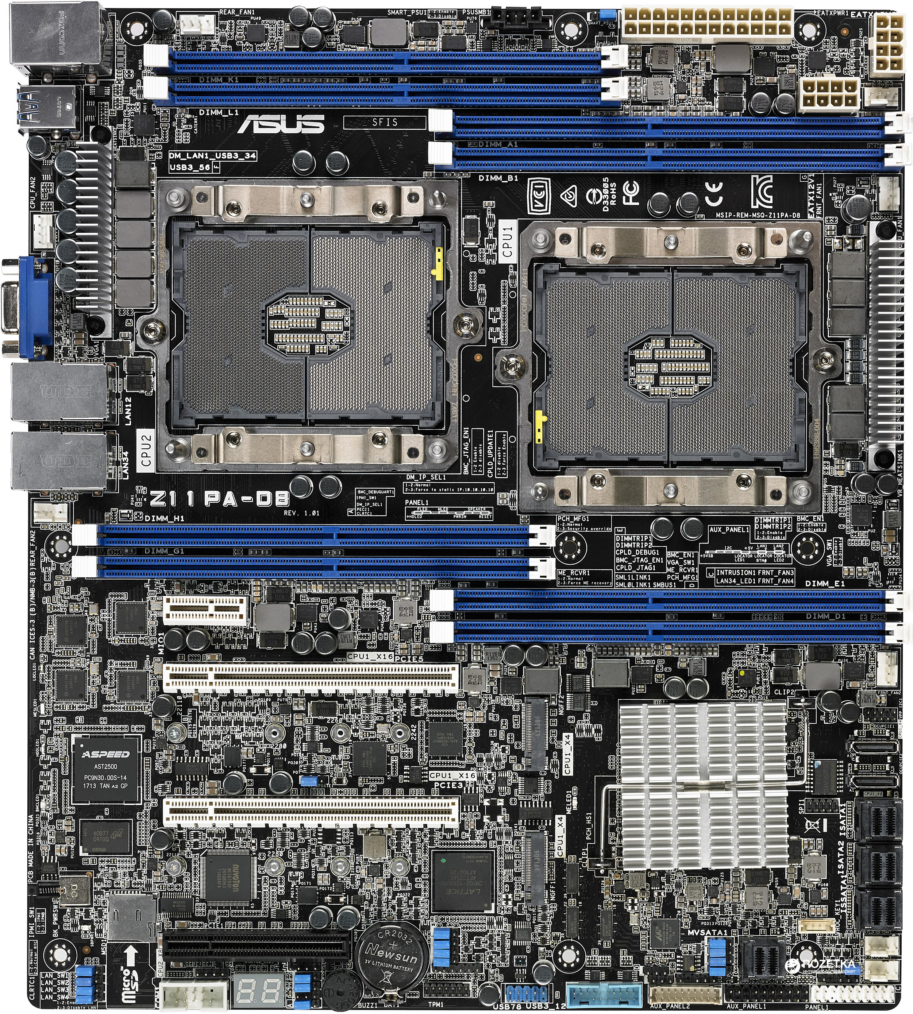 

Материнская плата Asus Z11PA-D8 (s3647, Intel C621, PCI-Ex16)
