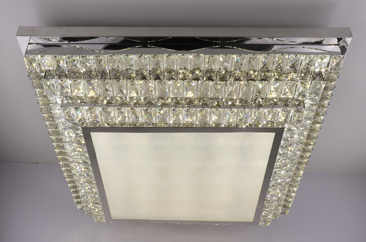 

Люстра потолочная хрустальная LED с пультом C1869/800*800-ch Хром 18х80х80 см.