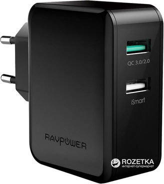 

Сетевое зарядное USB-устройство RAVPower Quick Charge 3.0 RP-PC006BK