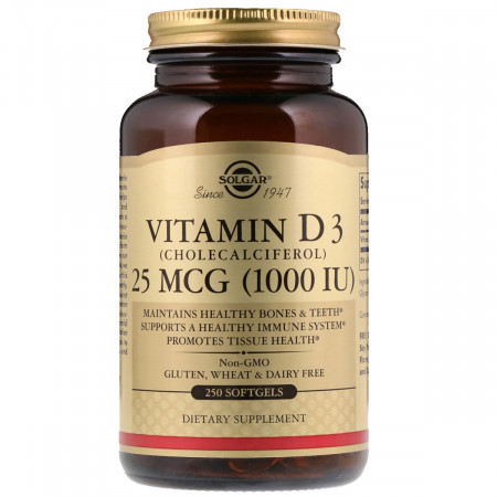 

Витамины Solgar Vitamin D3 1000 IU 250 капсул (333885)