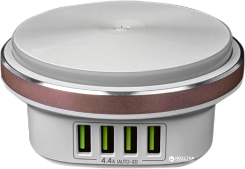 

Сетевое зарядное устройство со светодиодной лампой ColorWay 4 USB 4.4 A White (CW-CHL44A)