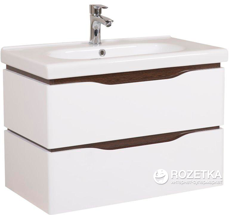 

Тумба AQUA RODOS Венеция с умывальником CeraStyle Cити 80 см белый/венге консольная