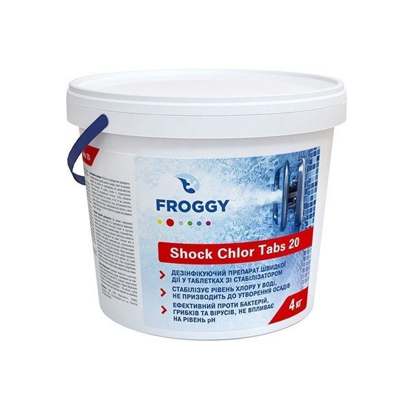 

Препарат для дезинфекции воды Froggy Shock Chlor Tabs 20 4кг