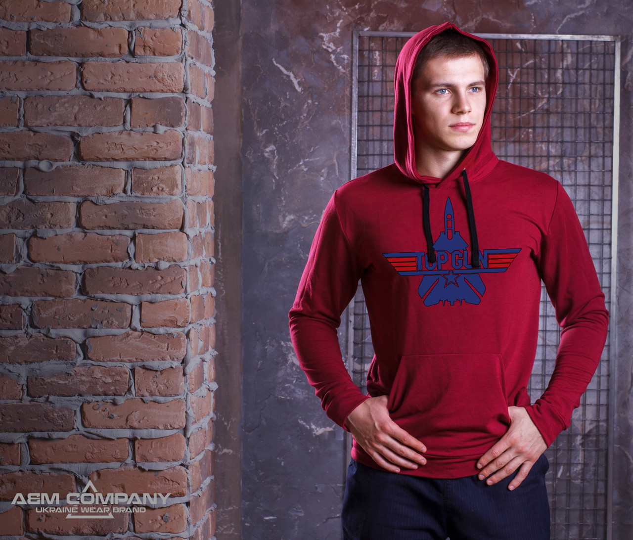 

Худи мужской A&M с принтом TOP GUN  Бордо, Худи мужской A&M с принтом TOP GUN 48 Бордо