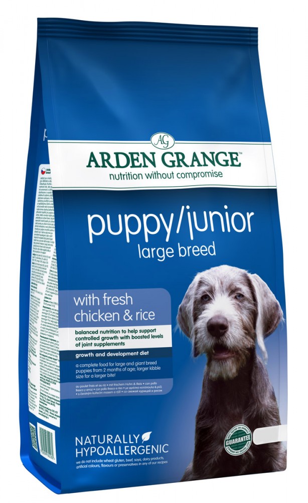 

Сухой корм Arden Grange PuppyJunior Large Breed для щенков и молодых собак крупных пород от 2 до 14 месяцев со свежей курицей и рисом 2 кг (AG602280)