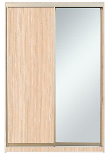 

Шкаф-купе Алекса 220х45x120 Дуб молочный фасады ДСП+Зеркало профиль Серебро