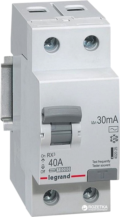 

Диференціальний автомат Legrand RX3 1П+Н С 40А 30mA