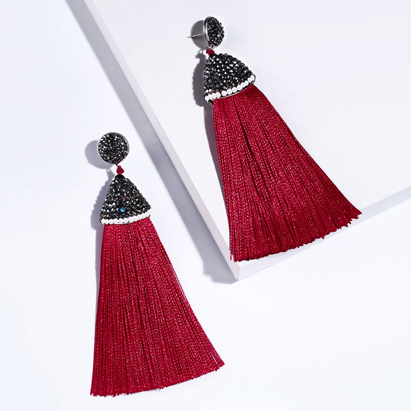 

Серьги кисточки Бохо Шелк 8044 бордовый