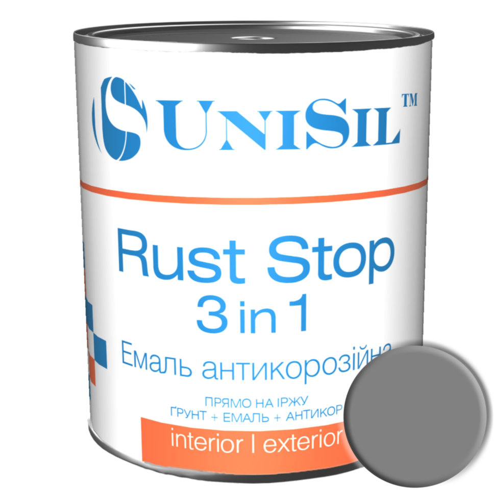 

Емаль антикорозійна Rust Stop 3 in 1, Сіра, 2.5л
