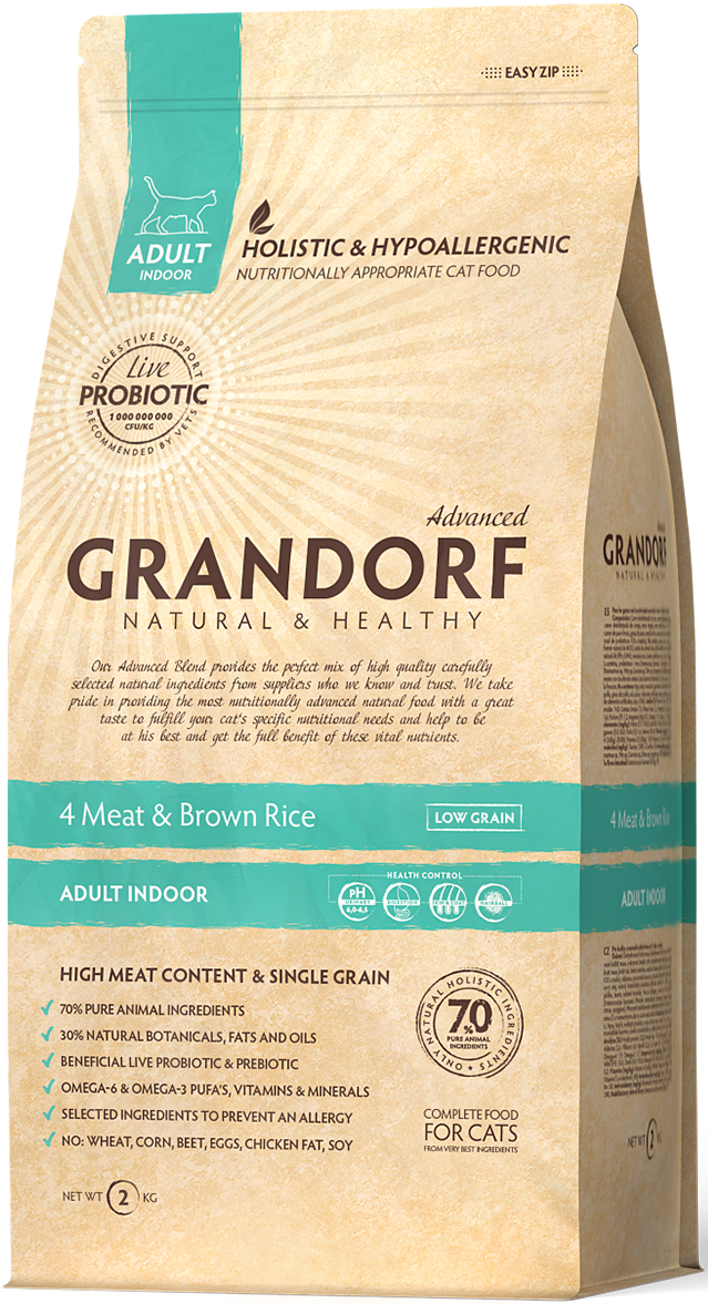 

Сухой корм для котов Grandorf Living Probiotics 4 Meat & Brown Rice Indoor 400 г (7001)