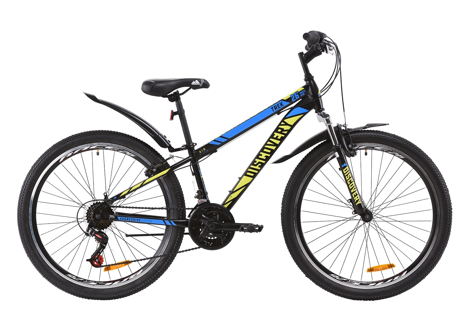 

Велосипед горный (спортивный) 26" Discovery Trek AM Vbr 2020 рама 13" черно-зеленый с синим на рост 135-160 см (OPS-DIS-26-264)