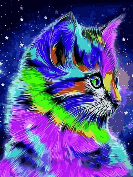 

Картина по номерам VK239 Радужный котенок, 30x40 см., Babylon