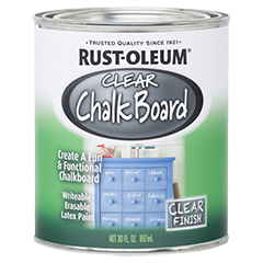 

Грифельная краска Rust Oleum для создания эффекта школьной доски прозрачная банка 0,887л (арт. 284469)