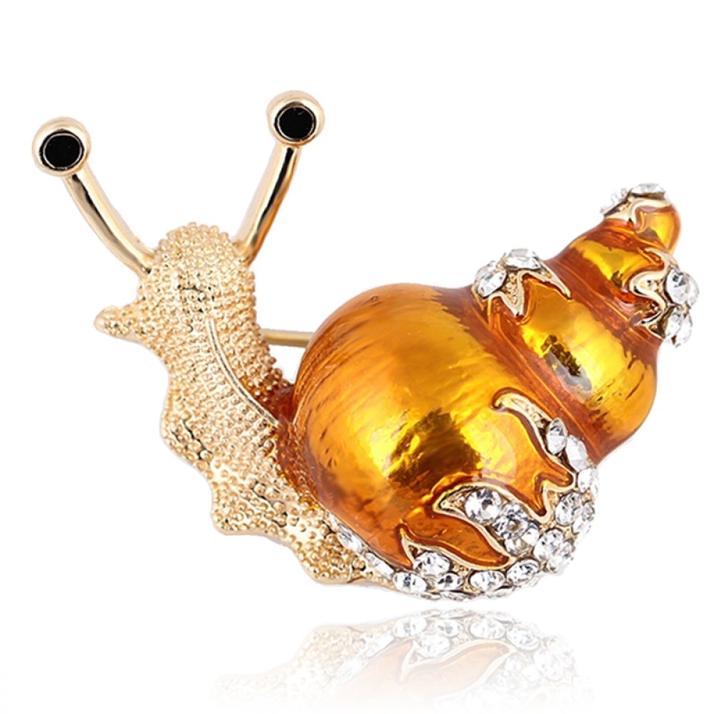 

Брошь унисекс BROCHE бижутерия с эмалью Моллюски Улитка оранжевая BRBF111225