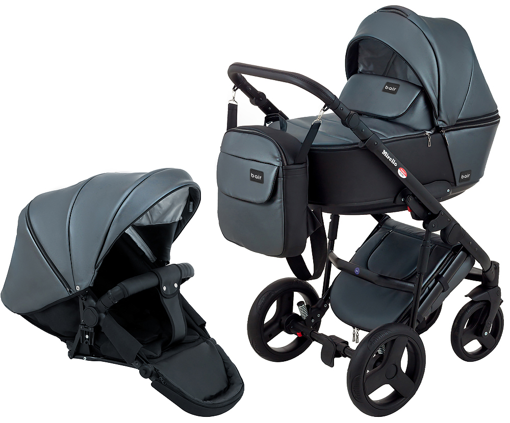 

Коляска 2 в 1 Bair Mirello Plus кожа 100% MP-33 графит перламутр - черный (145651)