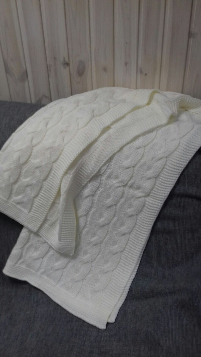 

Плед Kaanni вязаный в косы 90х180 Белый
