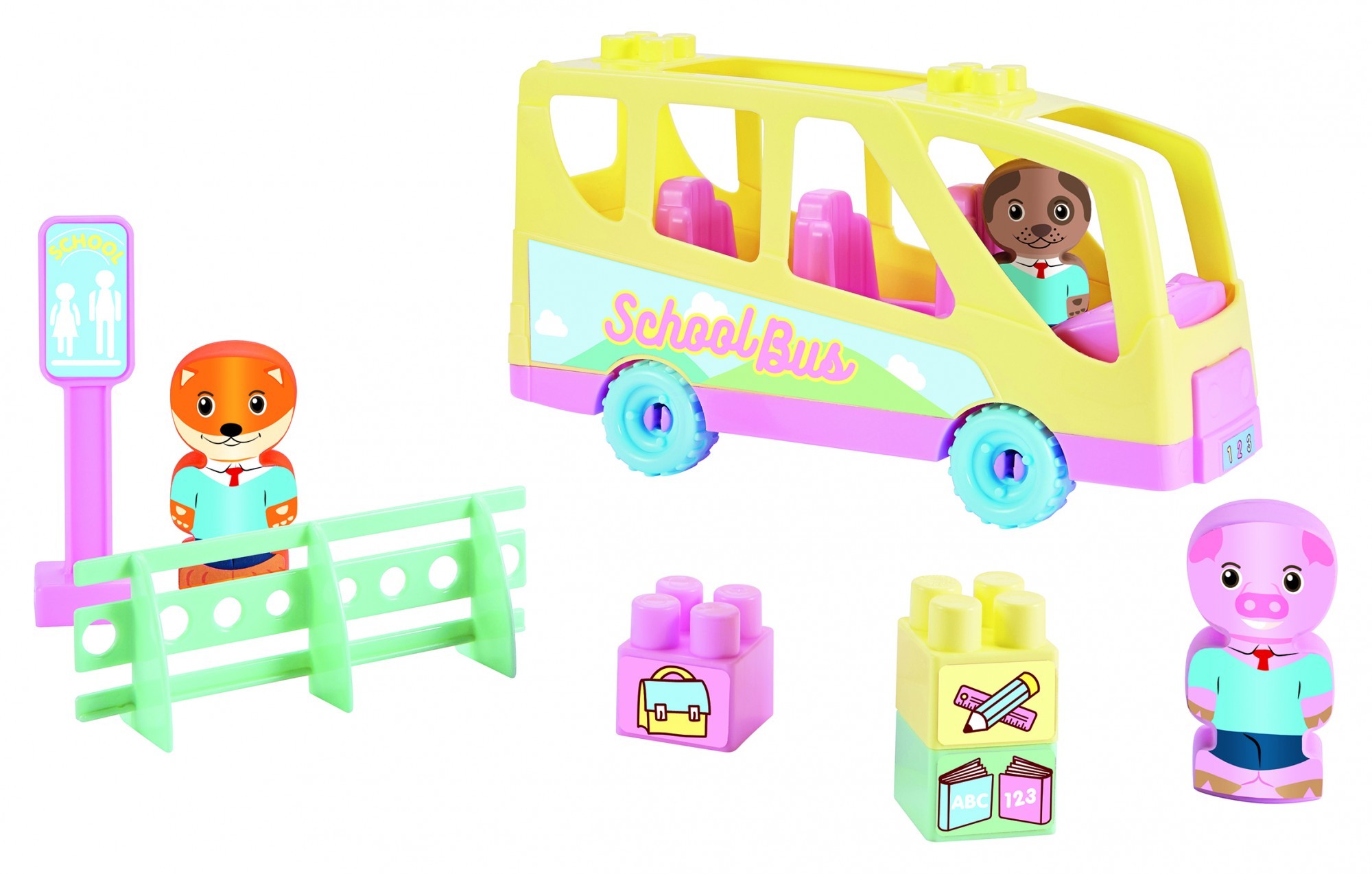 

Конструктор Ecoiffier Веселые друзья. Школьный автобус 18 элементов (3017)