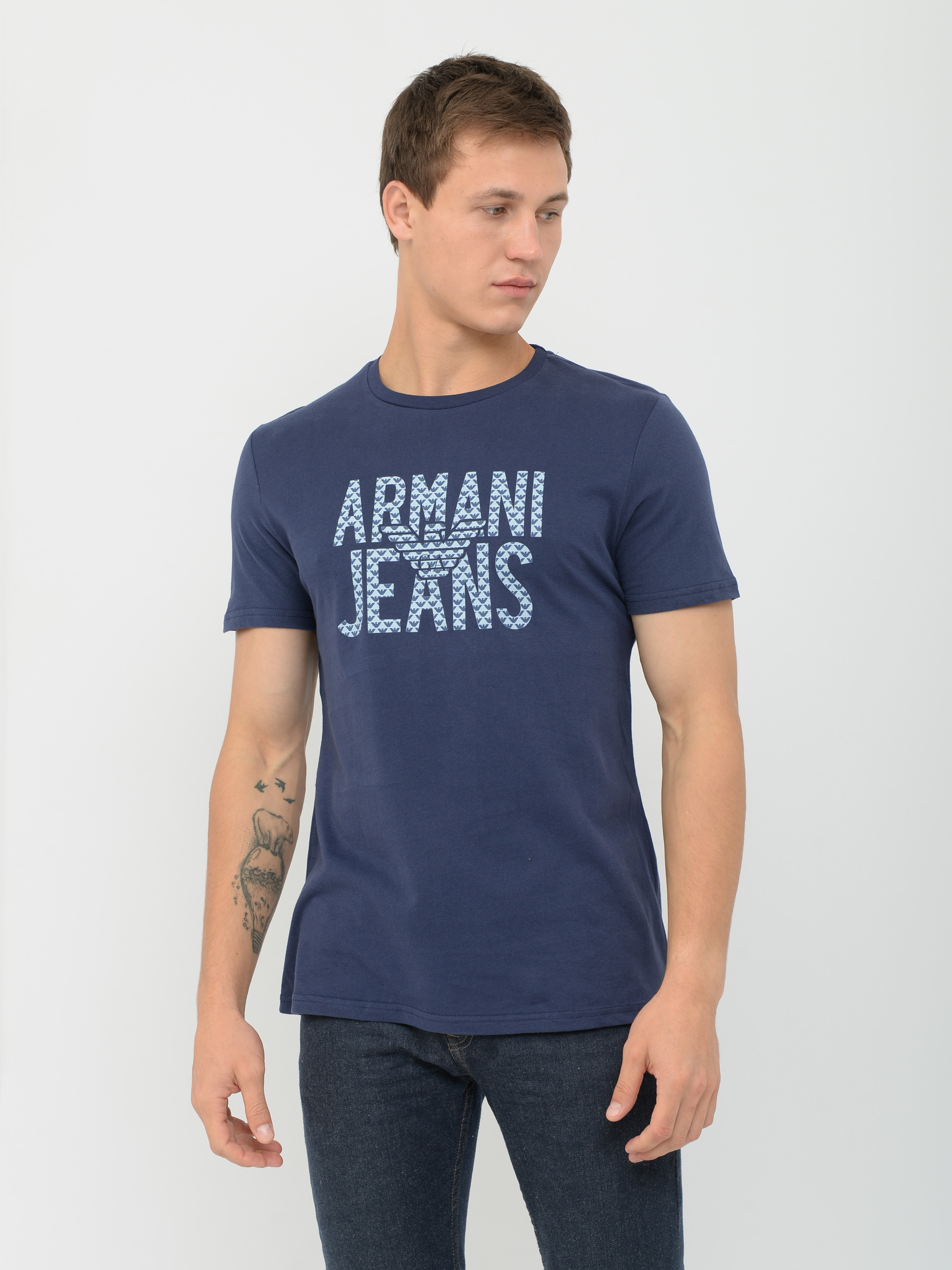 Акція на Футболка Armani Jeans 10253.1 S (44) Темно-синя від Rozetka