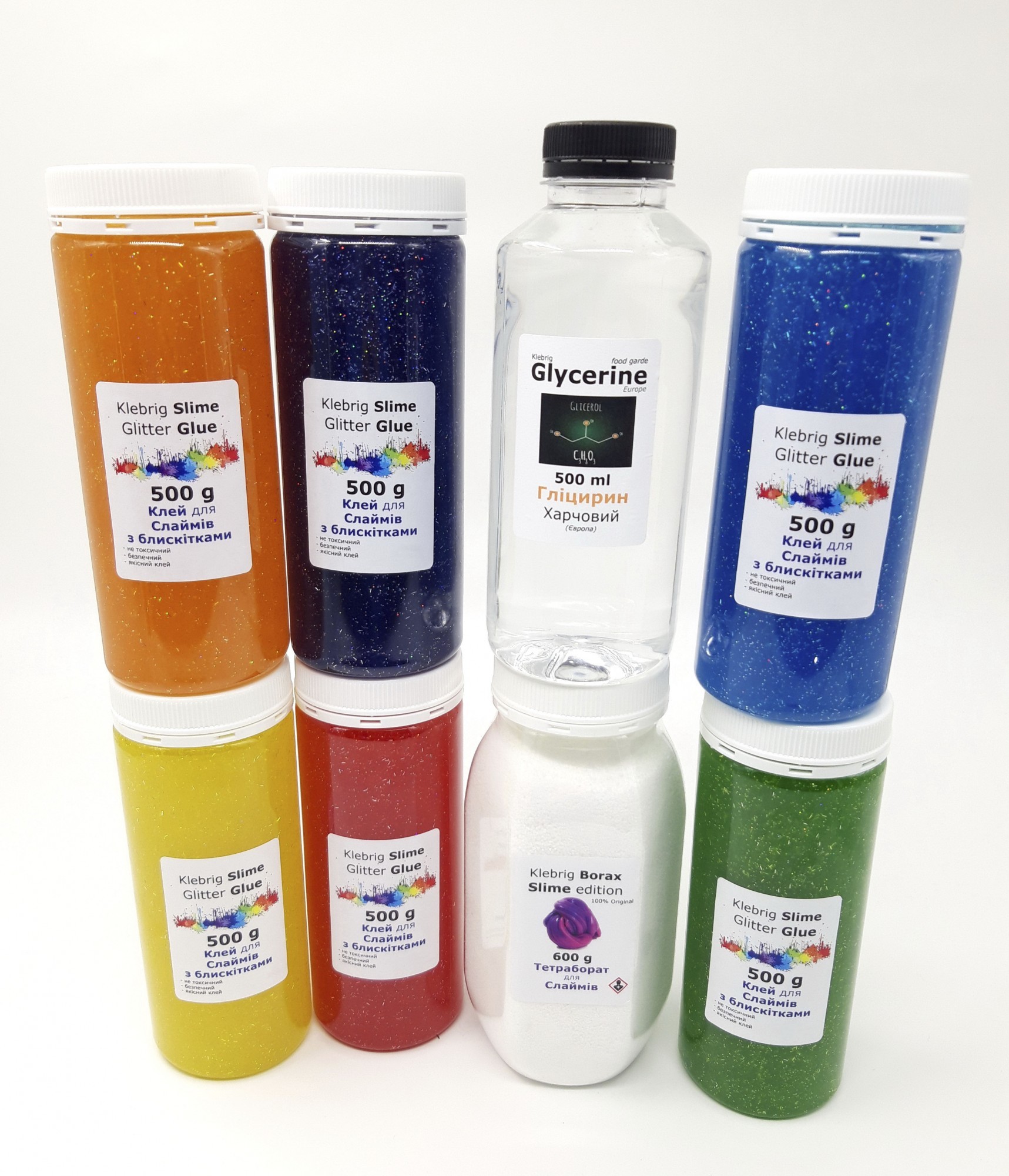 Большой набор Klebrig Slime Glitter Glue цветного клея и активатор для  Слайма 500мл х6 цветов Б-0,6; Гл-0,5; К-0,5х6(цвет. все) – фото, отзывы,  характеристики в интернет-магазине ROZETKA от продавца: КХМ | Купить в