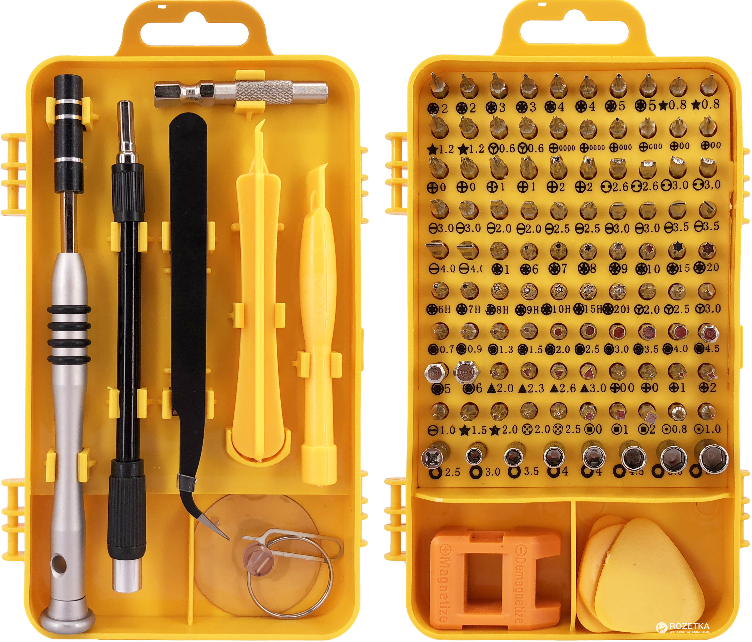 

Набір біт з викруткою Protech Smart yellow 110 предметів в кейсі (PS-8354)