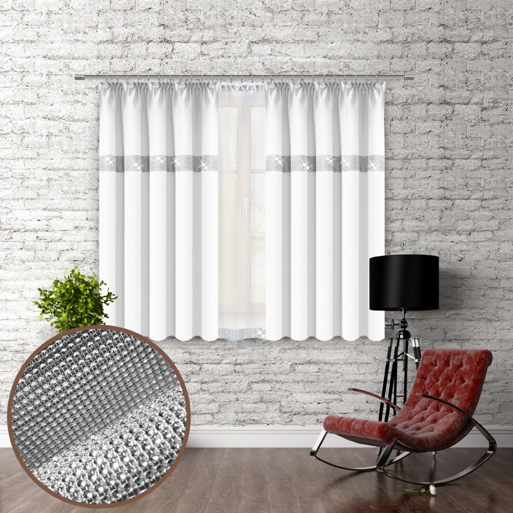 

Штора Vipro Group GLAMOUR с цирконами 140 х 160 см на тесьме (404-01 T256129) белая