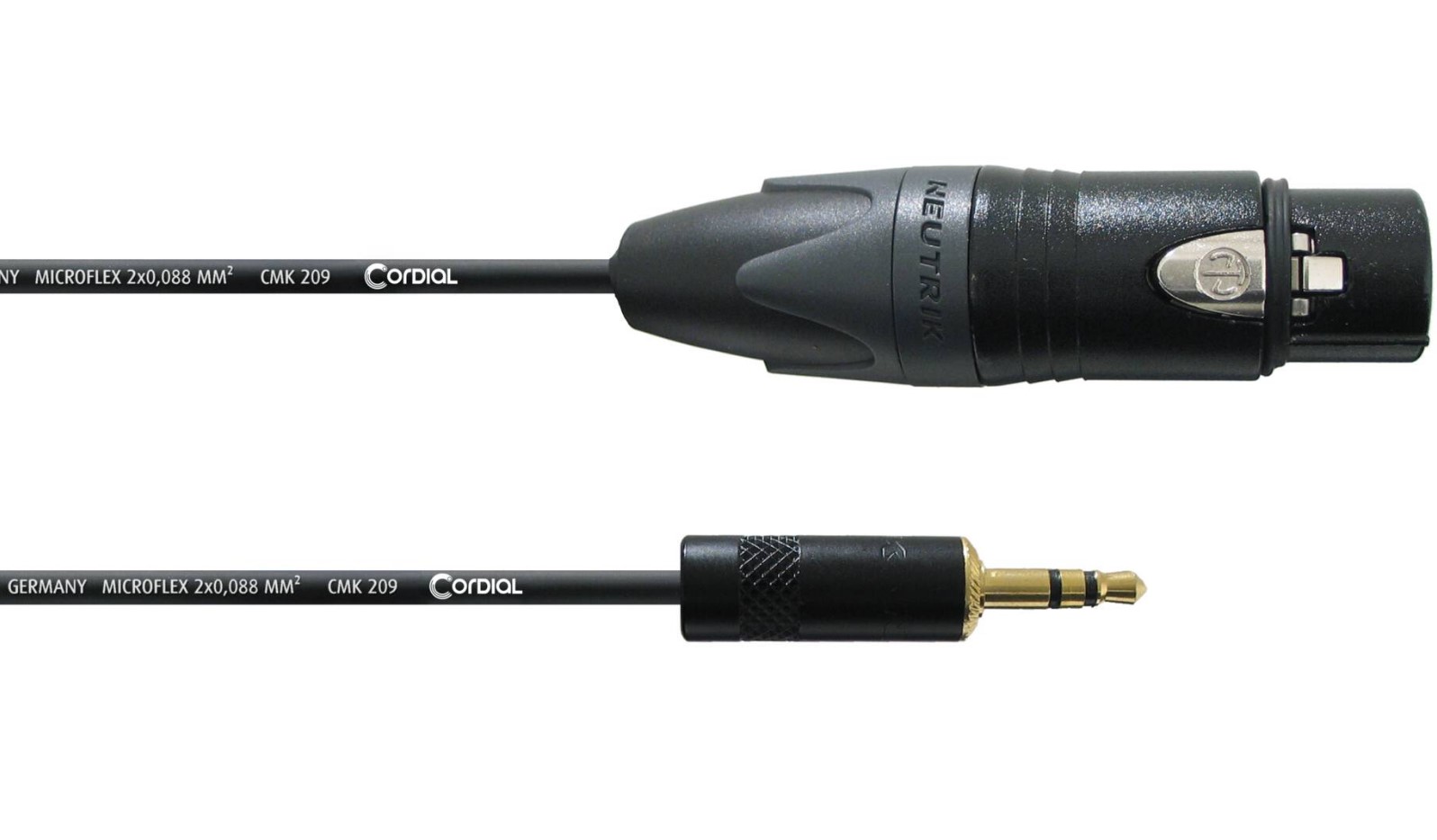 

Балансный соединительный кабель XLR female — Jack 3,5 1.5м Cordial CPM 1,5 FW-BAL