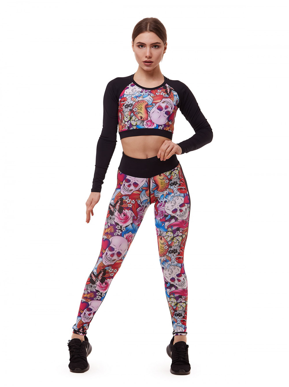 

Комлект (рашгард, леггинсы) GO fitness К0021 крас. XS-S Разноцветный с черным