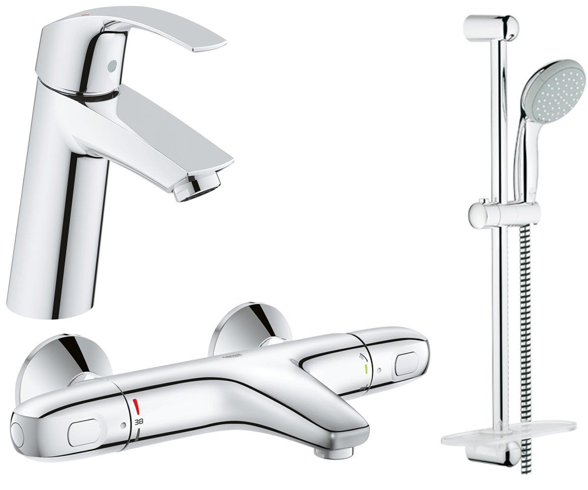 Смеситель grohe для ванной. Комплект смесителей (3 в 1) Grohe Eurosmart Cosmopolitan eurosmartcosmoset2. Grohe Eurosmart комплект для ванны 3 в 1. Смеситель Грое 3 в 1. Грое набор смесителей 3 в 1.