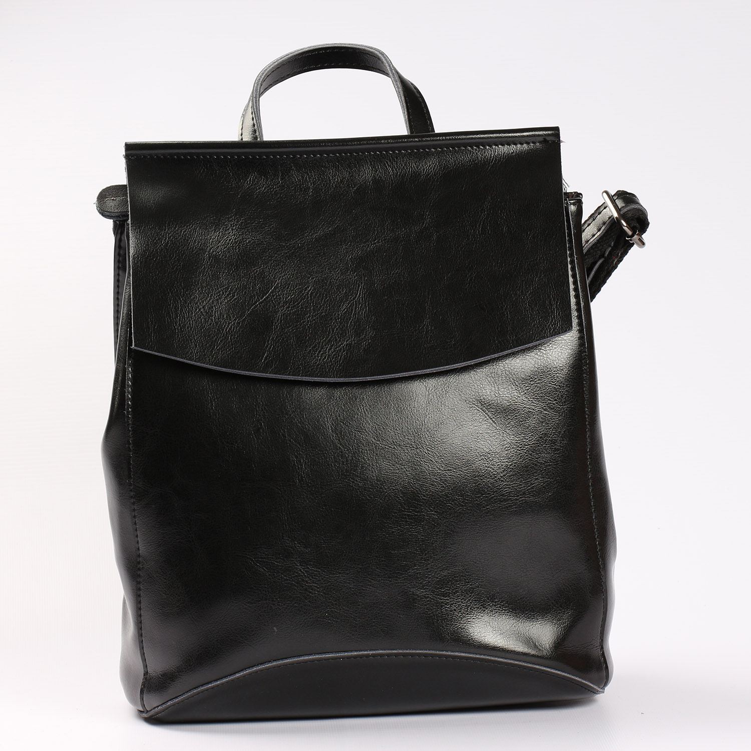 

Женский кожаный рюкзак Vishnya "Анжелика Black Glossy"