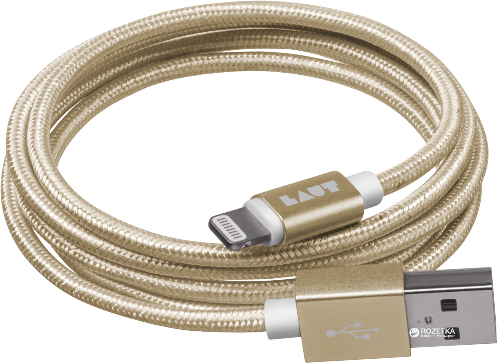 

Кабель Laut Link Metallics с алюминиевыми Lightning/USB коннекторами в премиальной нейлоновой оплетке 1.2 м Gold (LAUT_LKM_LTN1.2_GD)