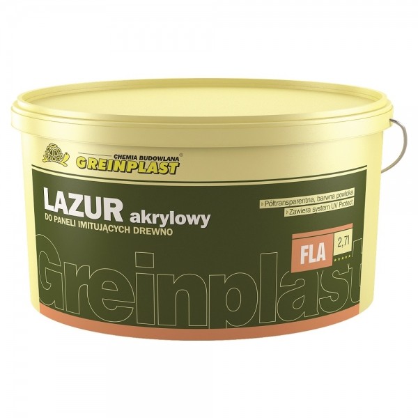 

Краска акриловая лазурь для панелей, имитирующих древесину Greinplast FLA эгейский кипр 2,7 л.