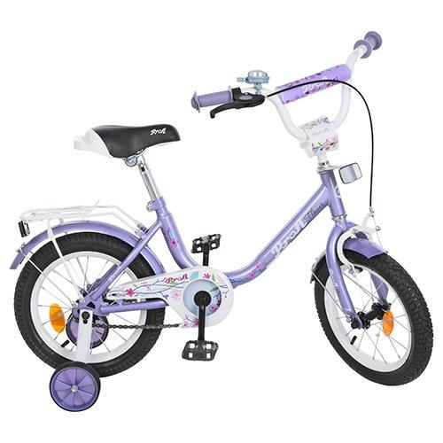 

Велосипед дитячий двоколісний Profi flower 14" (y1483) з приставними колесиками бузковий ch823
