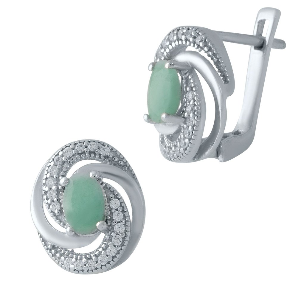

Серебряные серьги SilverLine с натуральным изумрудом