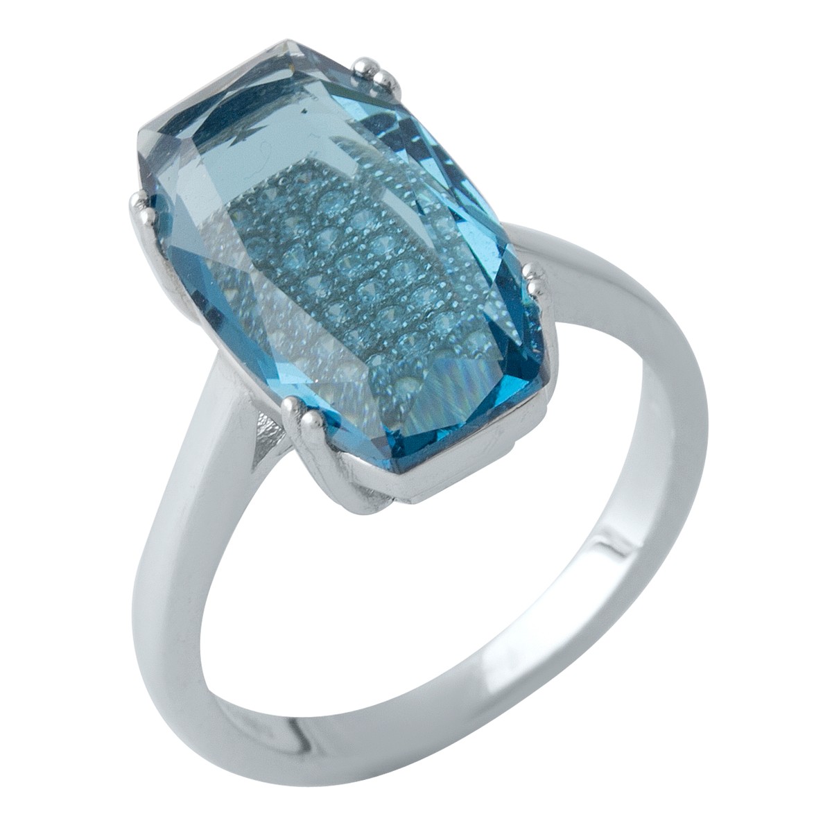 

Серебряное кольцо SilverLine с топазом nano Лондон Блю 17 размер