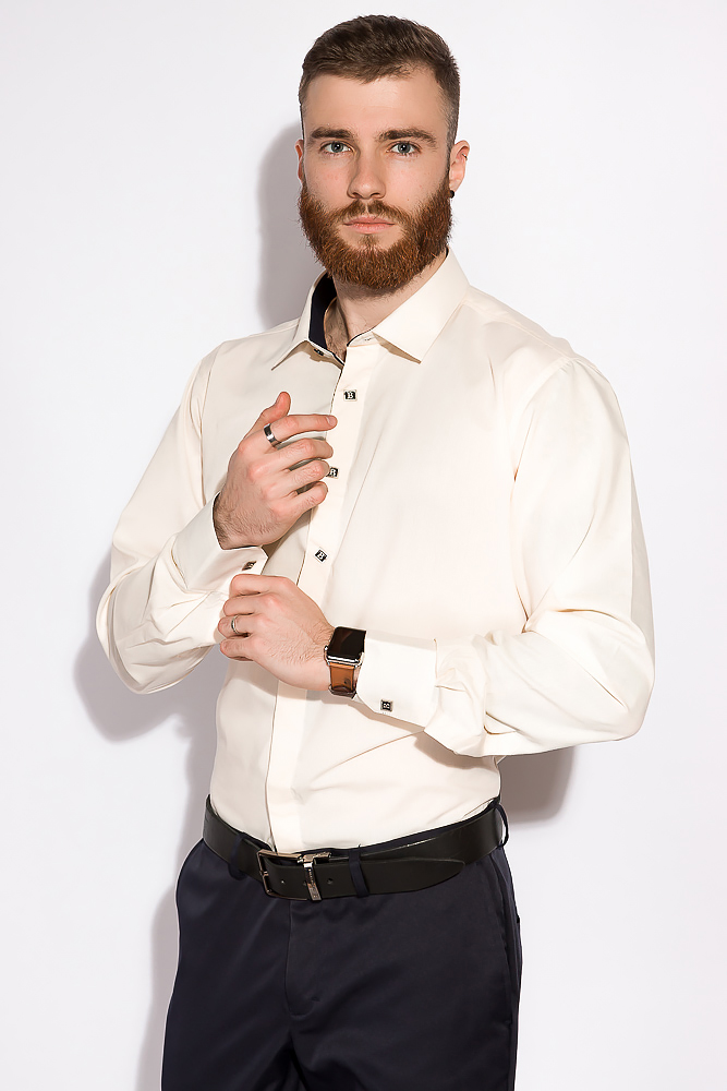 

Мужская рубашка Time of Style 120PAR256-2 XXL Бежевый