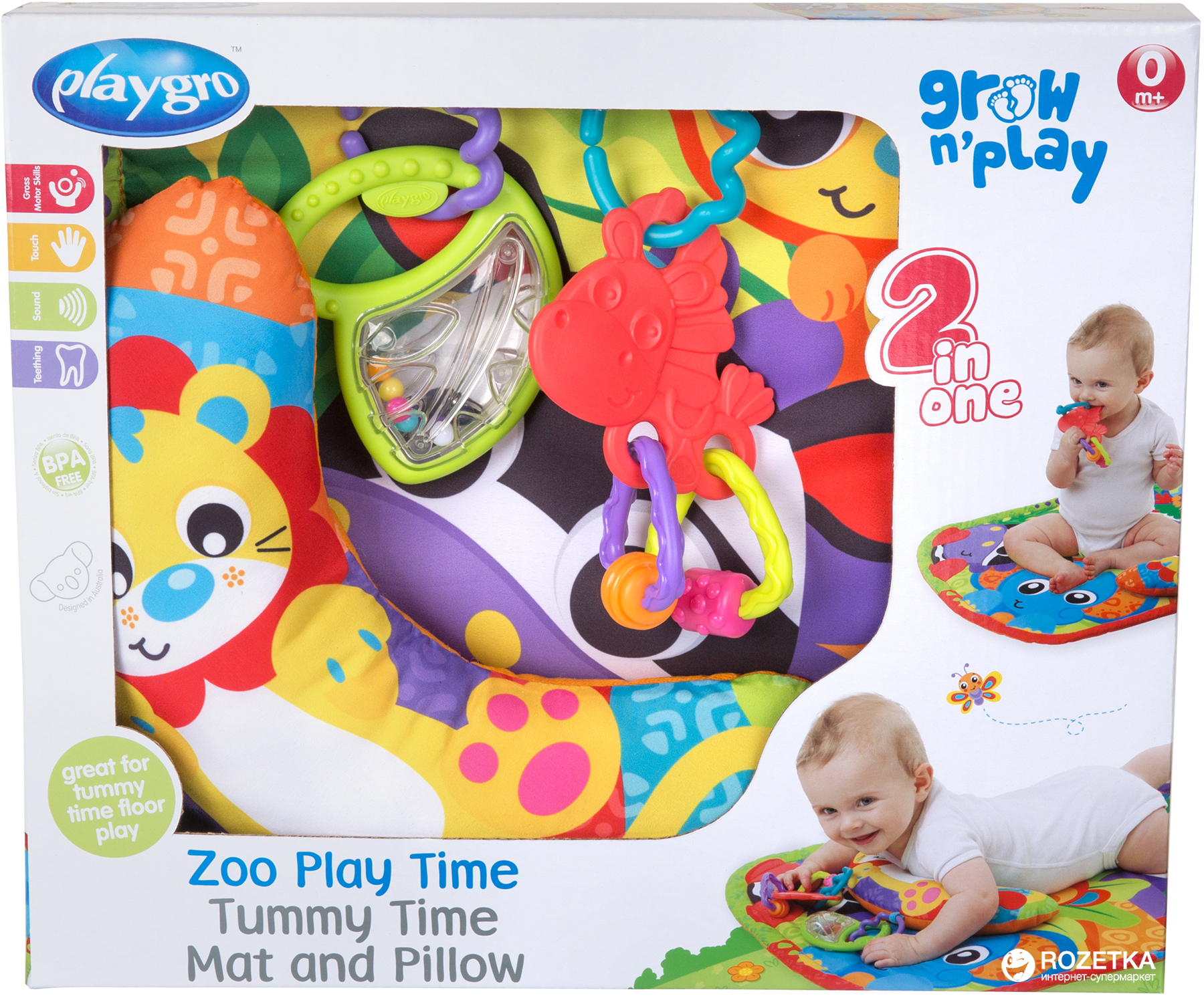 

Развивающий коврик Playgro Зоопарк с подушечкой (9321104869883)