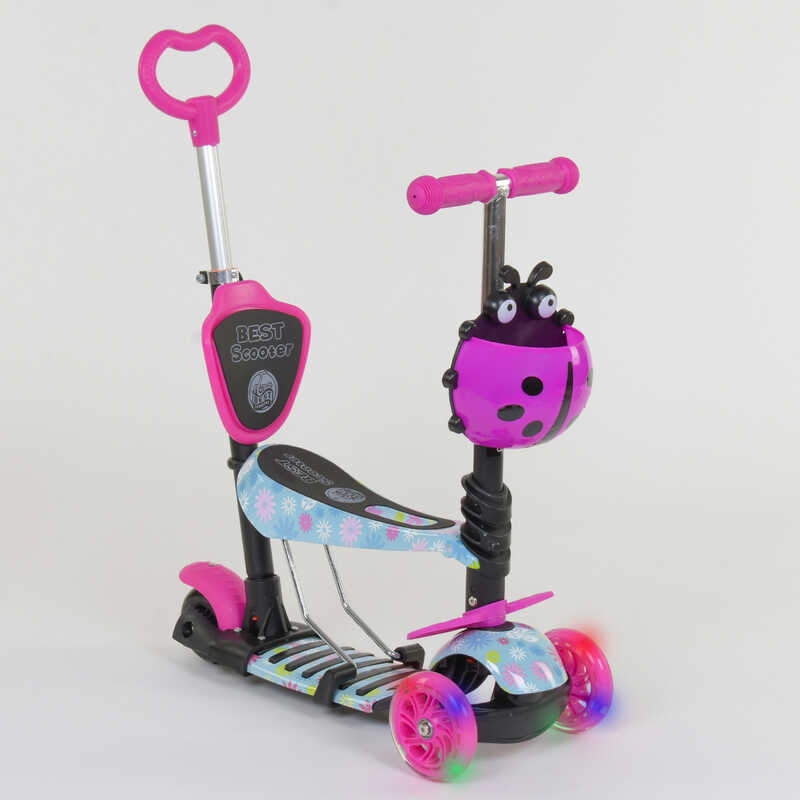 

Самокат 5в1 11210 (1) Best Scooter, АБСТРАКЦИЯ, PU колеса, ПОДСВЕТКА КОЛЕС, в коробке