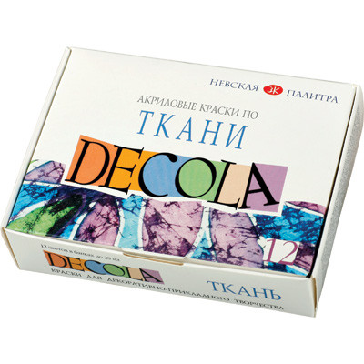

Набор акриловых красок по ткани ЗХК Decola 12 цв.