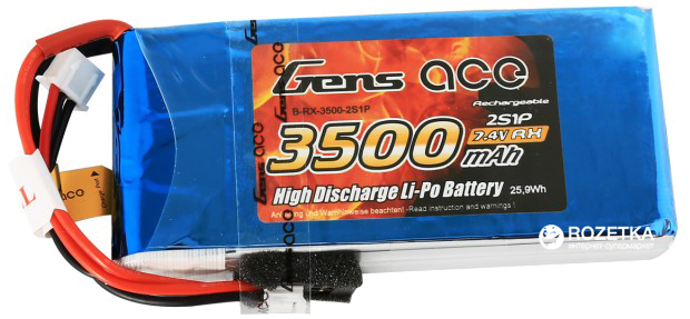 

Аккумулятор Gens Ace 3500 mAh 7.4V RX 2S1P Lipo Battery Pack / RX/TX (B-RX-3500-2S1P)