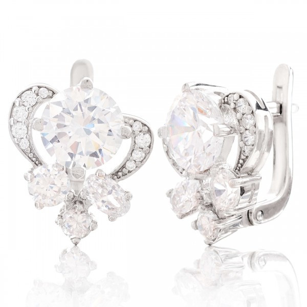 

Серебряные серьги Silver925 с фианитом 5.56 гр