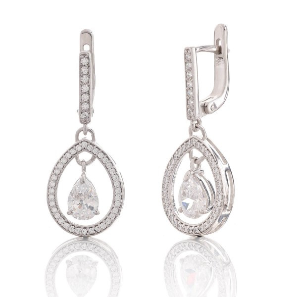 

Серебряные серьги Silver925 с фианитом 4.44 гр