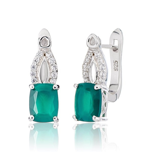 

Серебряные серьги Silver925 с зеленым агатом 4,59 гр