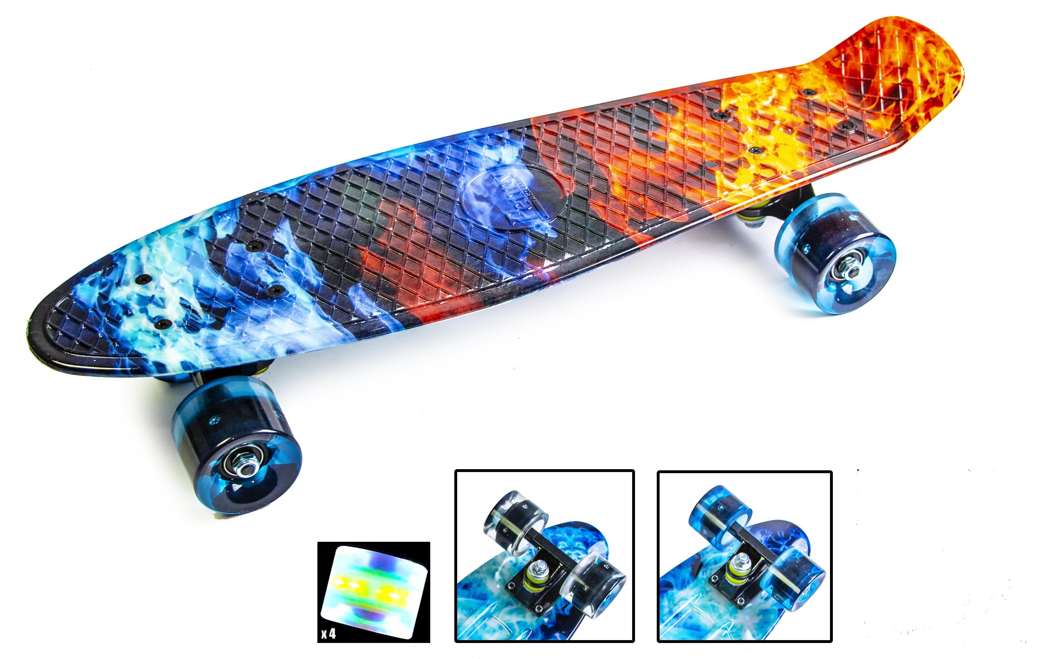 

Скейтборд Пенни борд Penny Board 22 " ОГОНЬ и ЛЕД Светящиеся колеса (SD 1507802626)
