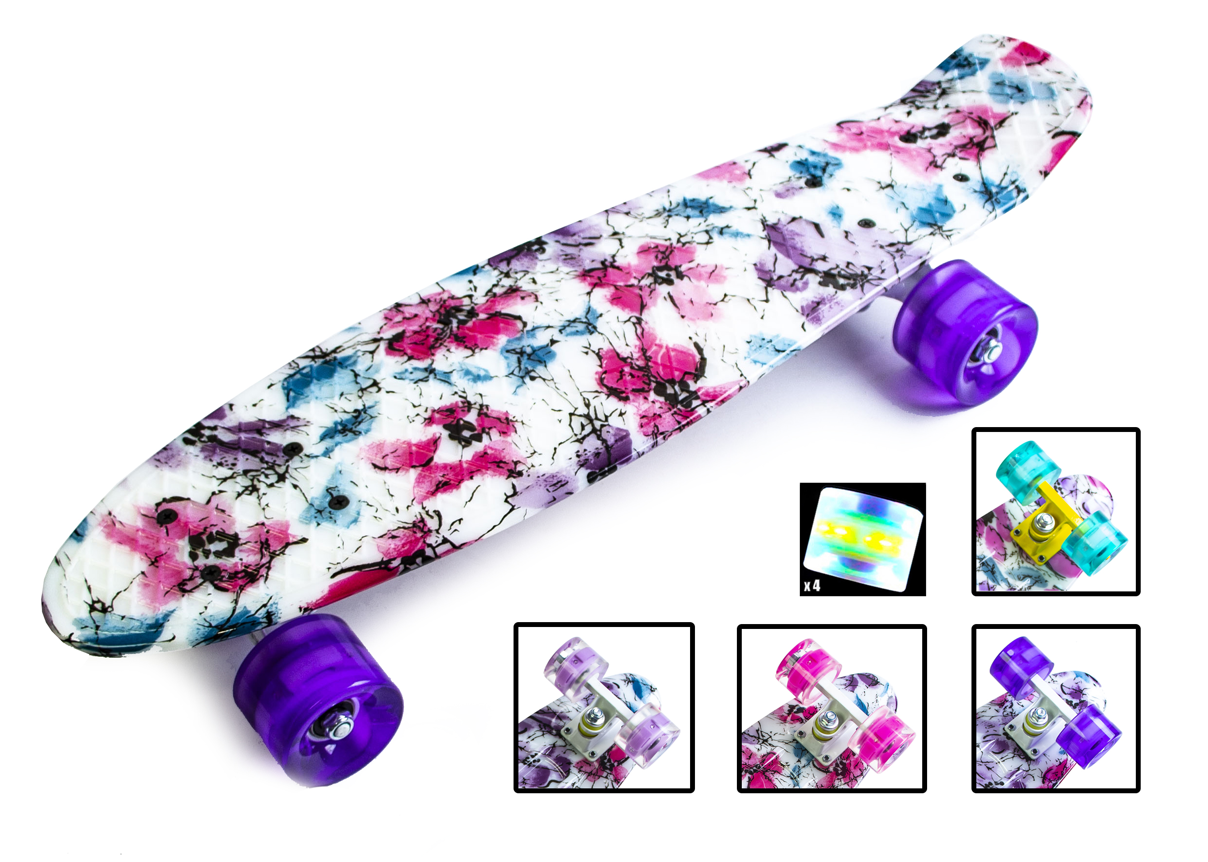 

Скейтборд Пенни борд Penny Board 22 " FLOWERS CHAMOMILE Светящиеся колеса (SD 1427061371)