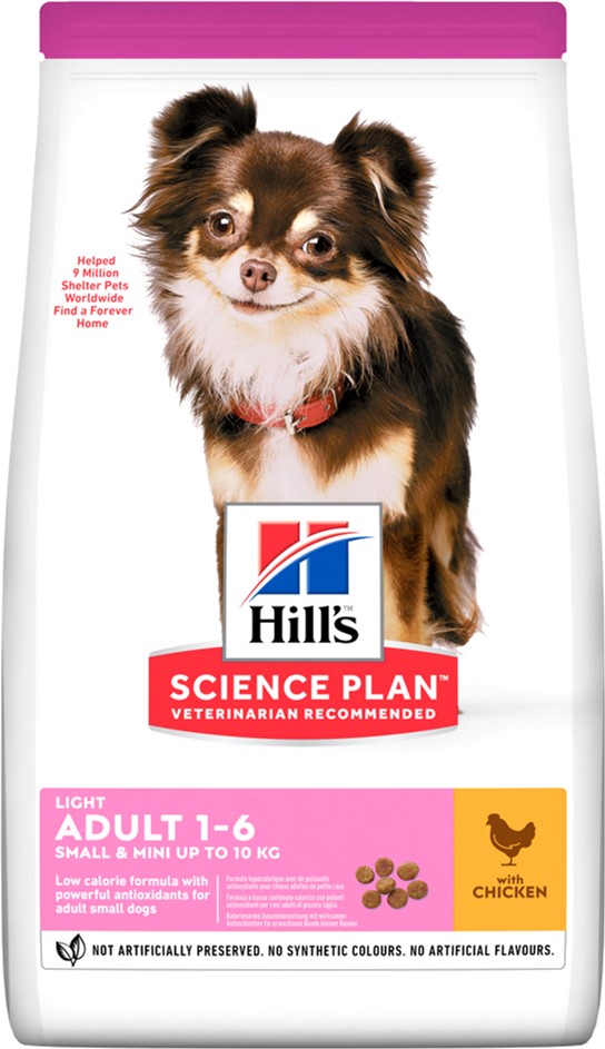 

Сухой корм для малоактивных собак мини и малых пород Hill's Science Plan Light Adult Small & Mini Chicken с курицей - 6 кг